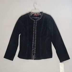 Hal Rubenstein Black Suede leather Blazer Jacket